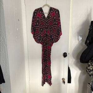 NWOT Elegant Pink & Gray Flowy Maxi Dress- one size fits all